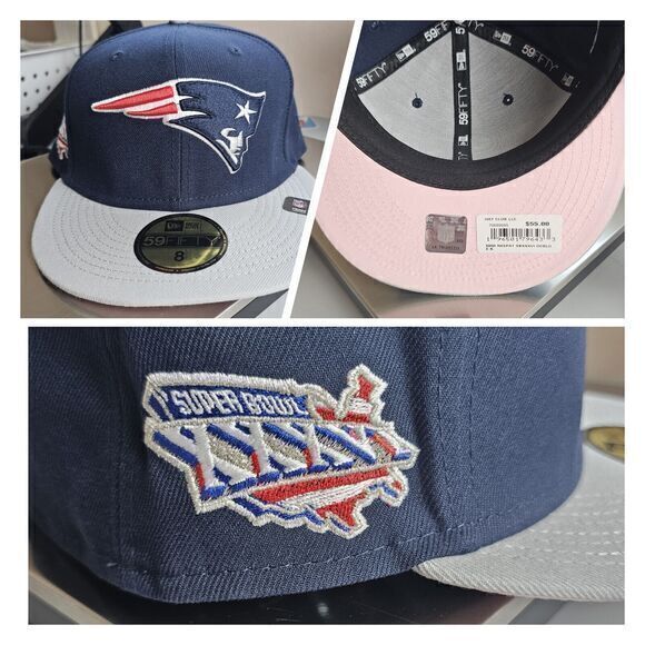 Hat Club Size 8 Patriots NFL Pinky Collection Pink Bottom NOS Super Bowl 36‎ - Picture 12 of 12